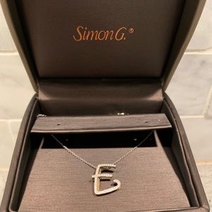 SimonG diamond initial pendant in 18k